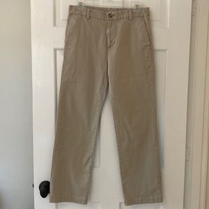 Vineyard Vines boys size 18 tan breaker pants with waist adjuster inside.
